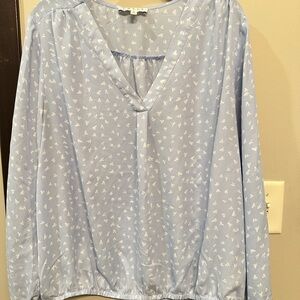 Chaus Blue Long Sleeve Relaxed Blouse